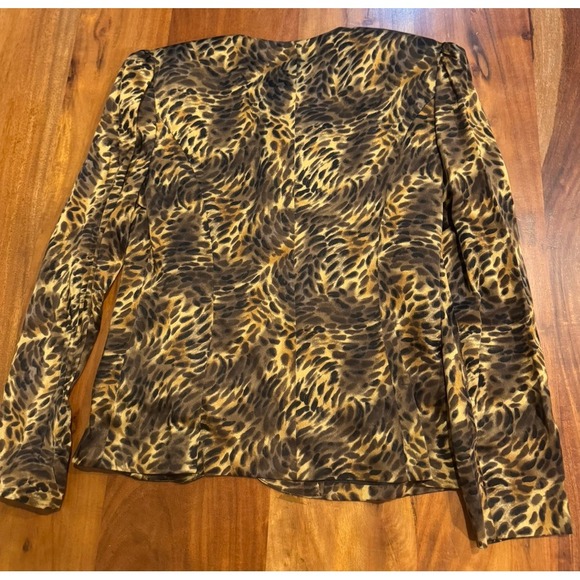 Vintage Silk Jacket Leopard Animal Print‎  Red Art To Wear 10 Medium Large - Picture 2 of 4